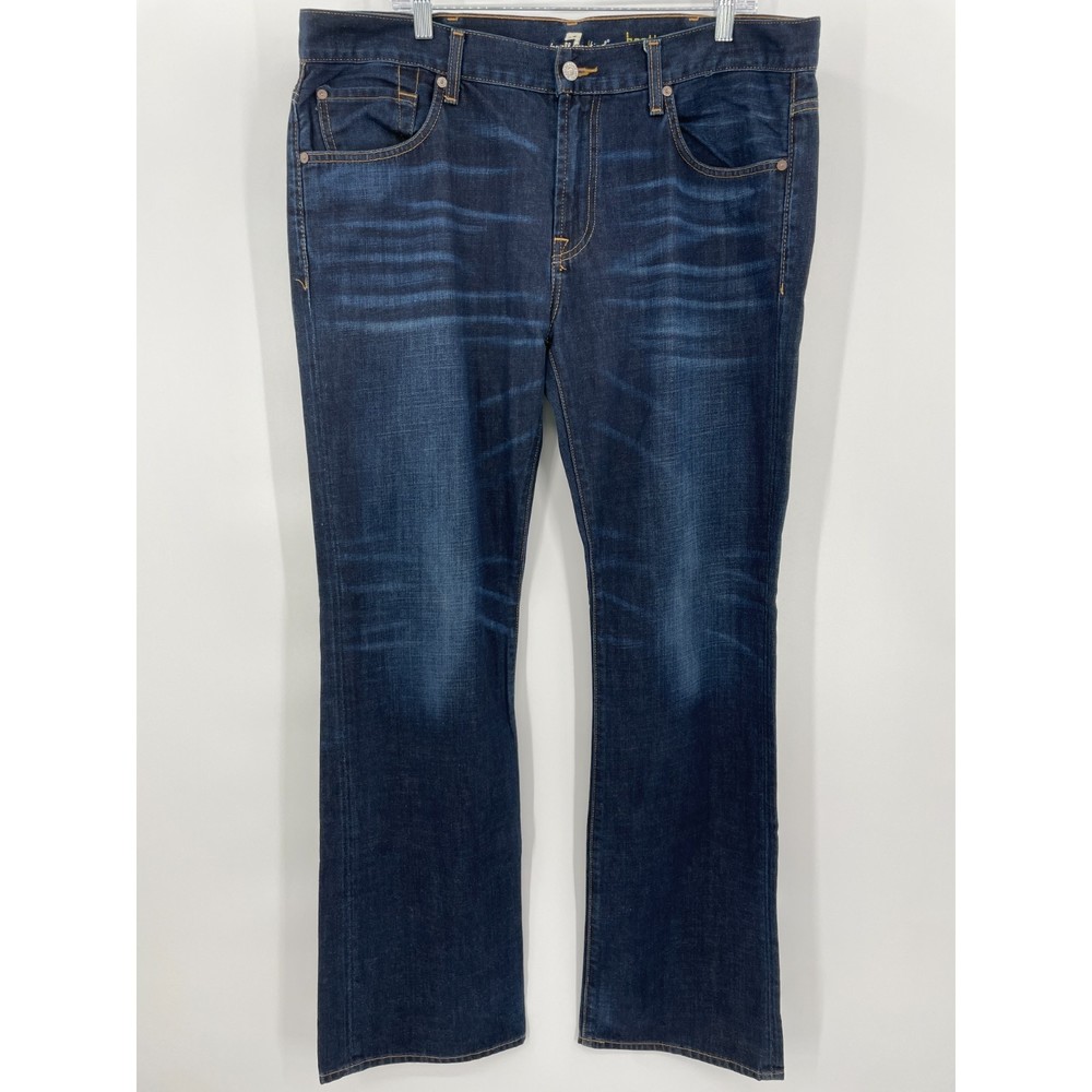 7 FOR ALL MANKIND Brett Dark Wash Boot Cut Jeans Size 38W 34 inseam